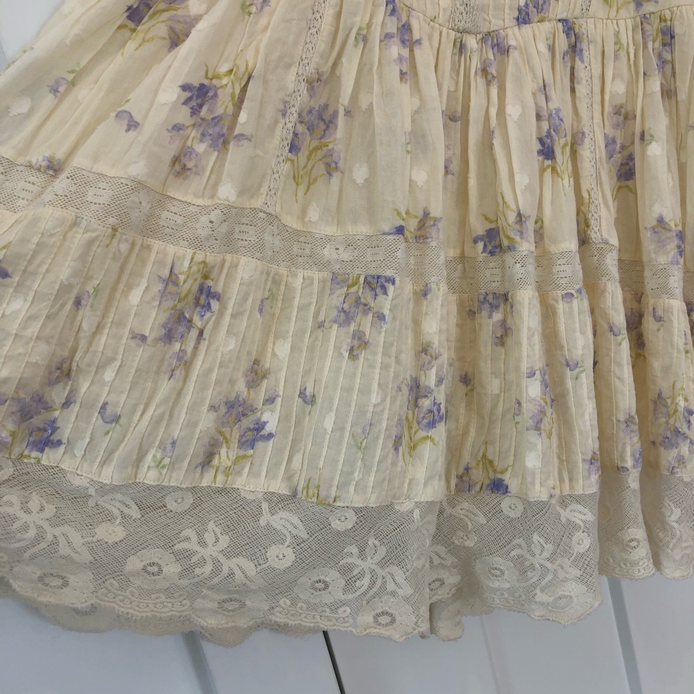 Worn Twice! LoveShackFancy Cerrone Cream Floral Lace Mini Dress Size 6 - Picture 9 of 11